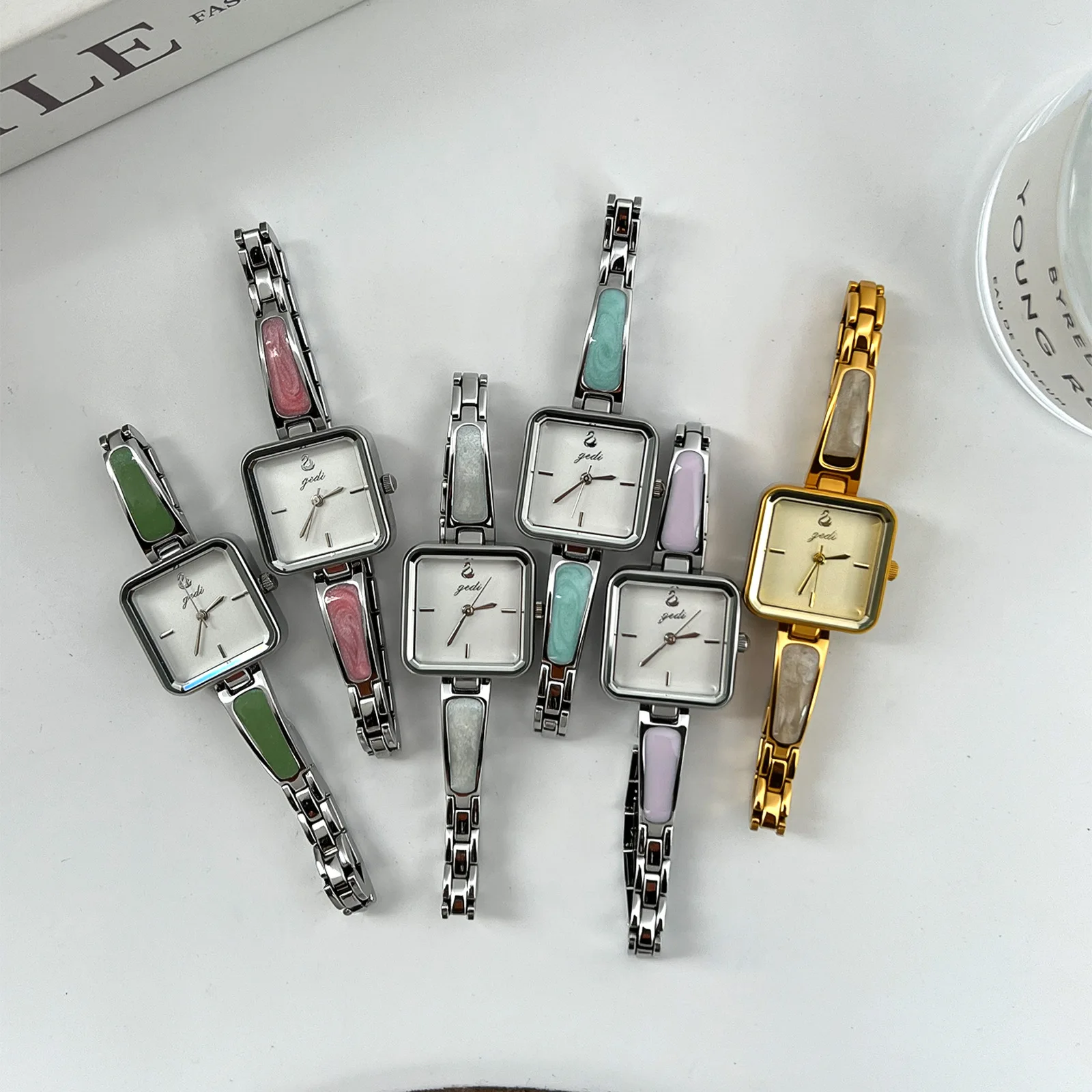 Fashionable Minimalist Niche Girls Waterproof Watches Casual American Style Versatile Square Pendant Quartz Wristwatches
