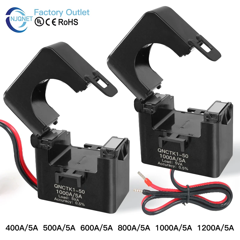 

Split Core Current Transformer Open type QNCTK1-50 1500/5 1200/5 1000/5 800/5 05 Class 2.5VA CT clamp current transducer sensor