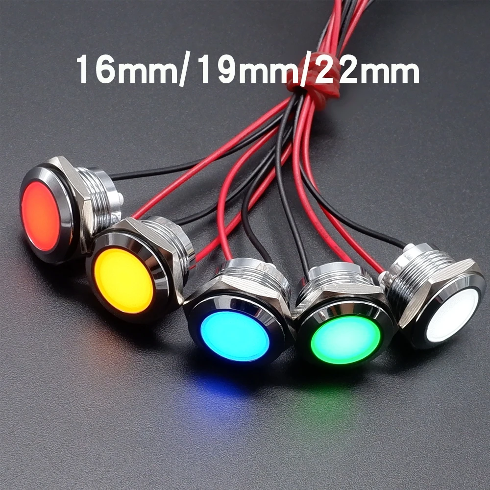 

16mm 19mm 22mm Metal Indicator light LED Signal lights Power Supply Lamp 6v 5v 12v 24v 220v red yellow blue green white