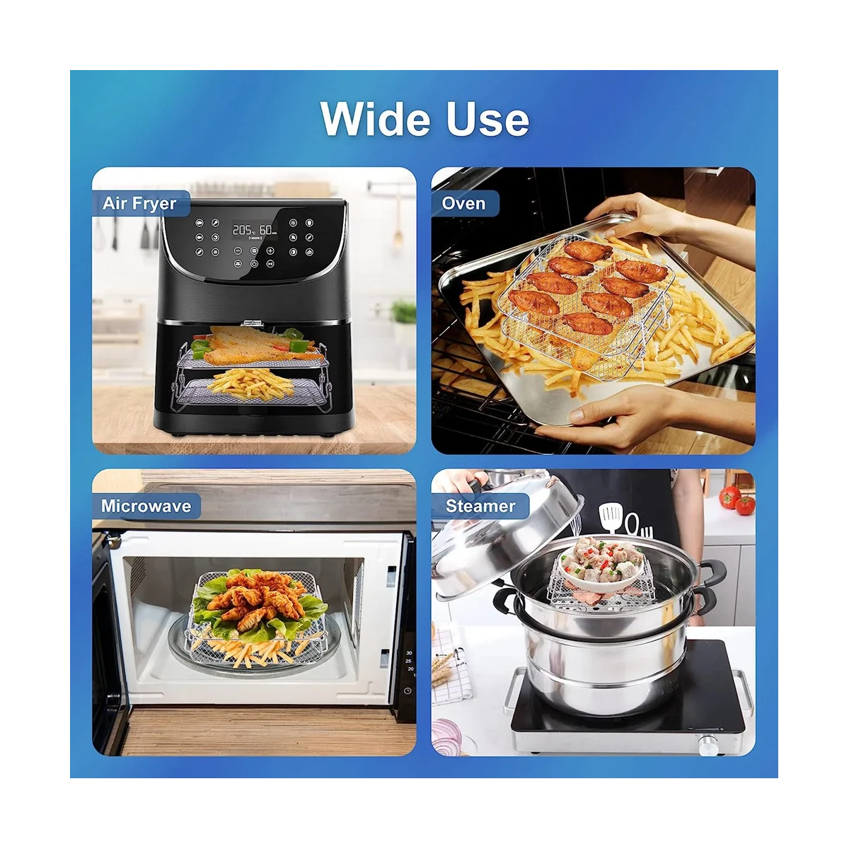 Air Fryer Rack for 5.5L Air Fryer, 2 Tier Air Fryer Grill/Shelf/Dehydrator Rack Square ,Air Fryer Accessories