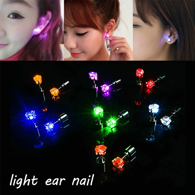 Unique Led Light Bling Studs Earrings For Women Girls Fashion Party Night Earring Studs Couple Shining Studs Fashion Jewelry 1pc AliExpress