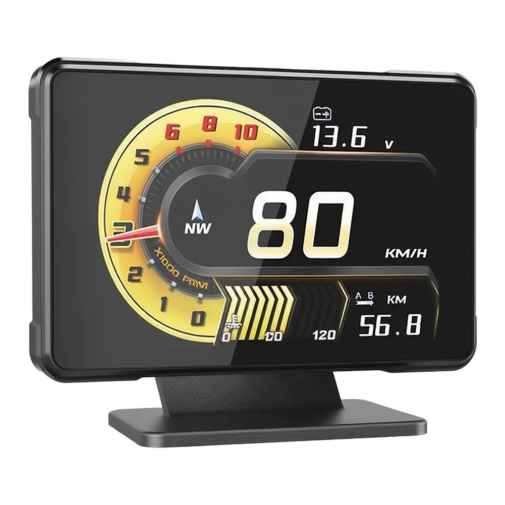 OBD2 HUD Display for Gas Cars 2008+ Showing Real-Time Voltage Speed RPM for Turbo Boost and Oil for temp on Windshield