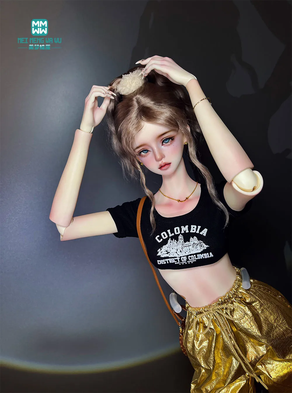 Passend für 43-60cm 1/3 1/4 SD DD BJD Puppenkleidung Modische Arbeitshose Kurzes T-Shirt Mädchen Geschenk – Detail 12