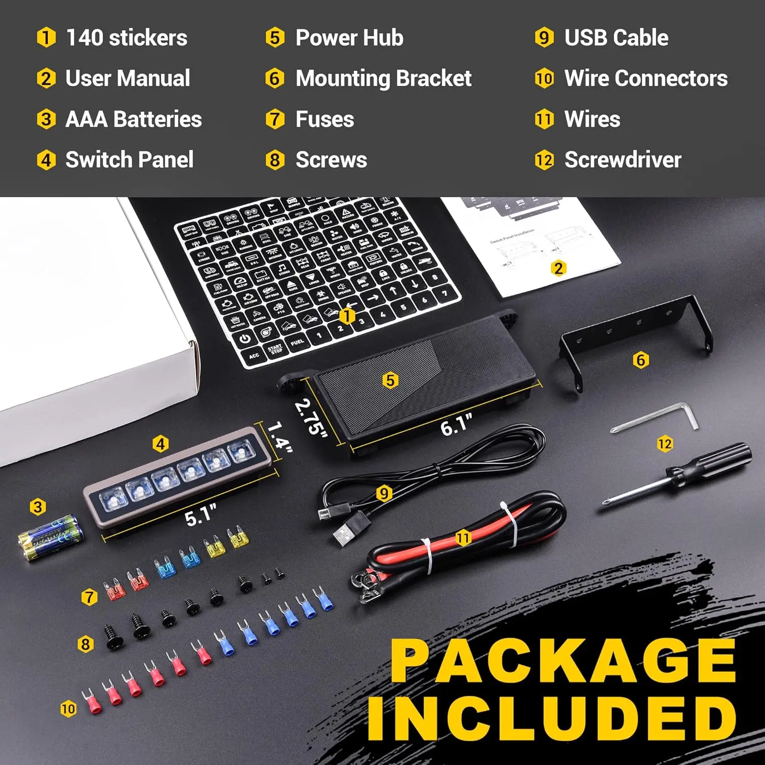 6 عصابة لوحة التبديل اللاسلكية 4x4 صندوق التحكم التتابع التلقائي عكس الضوء LED 12 فولت لوحة مفتاح اللمس لسباق السيارات شاحنة RV على الطرق الوعرة #1