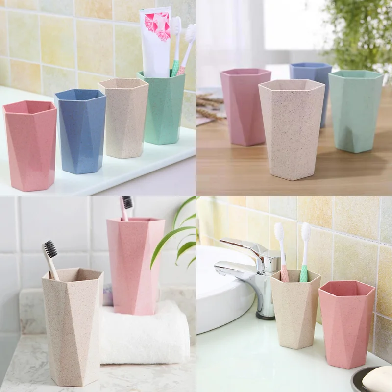 Lamgool Bathroom Plastic Mouthwash Cup Coffee Tea Water Mug Home Travel Simple Solid Color Toothbrush Holder Drinkware Cup