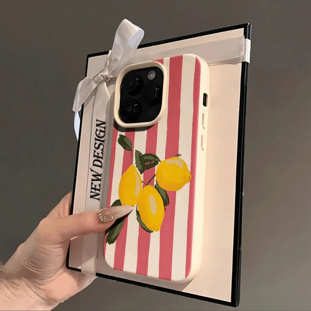 Koreanische Sommer-Zitronen-Ästhetik Handyhülle für iPhone 17 16 15 14 13 12 11 Pro Max Plus X XR Silikon Matt Weiche Schutzhülle – Detail 2