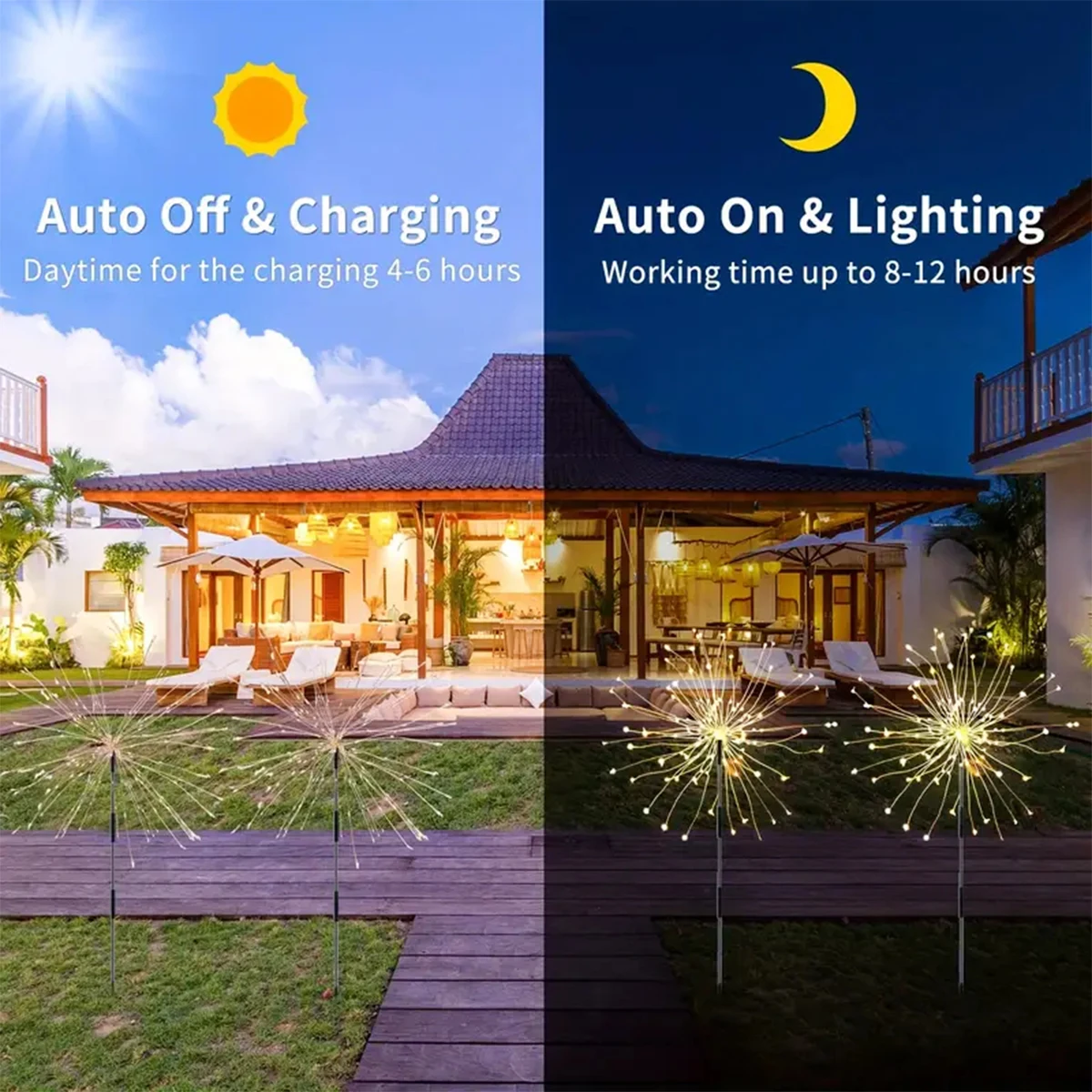 320LED Solar Fireworks Light 4 in 1 Garden Decorative Light Outdoor LED Light IP65 Waterproof Suitable for Lawn Garden Yard Road