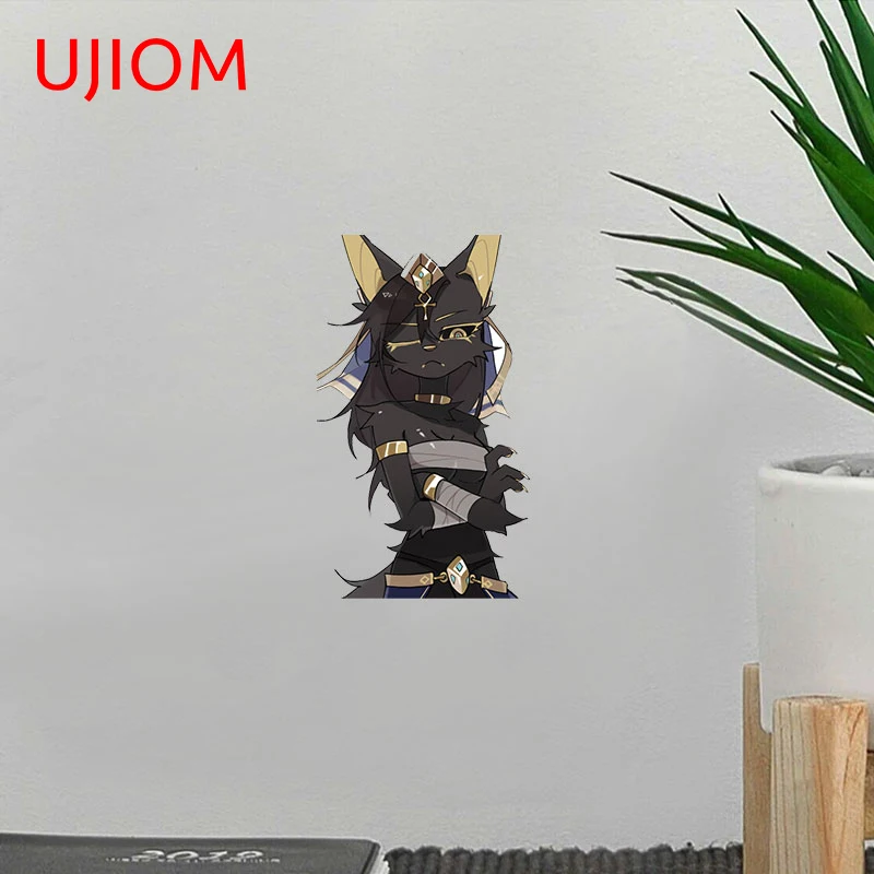 UJIOM 13cm x 7.7cm Furry Goddess Anubis Wall Stickers Creative Bathroom Vinyl Decals Waterproof Windshield House Decoration