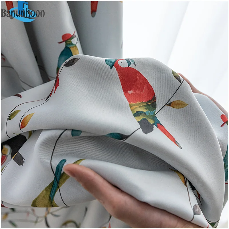 Modern Print Parrot Blackout Curtains for Bedroom Fabric Minimalist Curtains for Living Room kitchen Window Treatments Panel