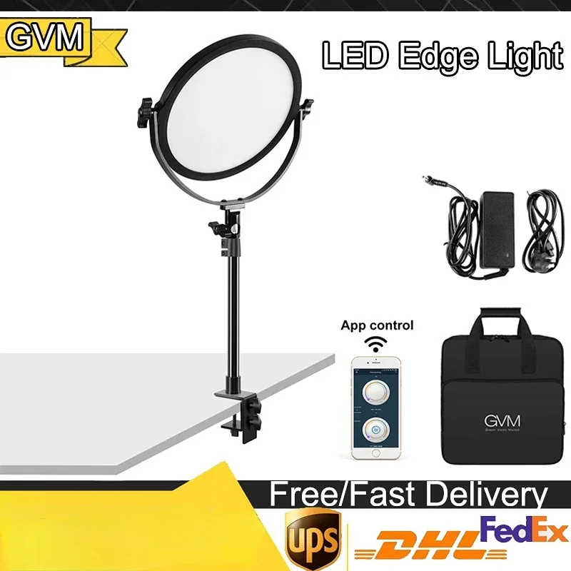 

GVM Desk Mount LED Video Light 10'' 15‘’ Round Key Light LCD Display Bi-Color Professional Light For Game/Studio/Streaming/YouTu