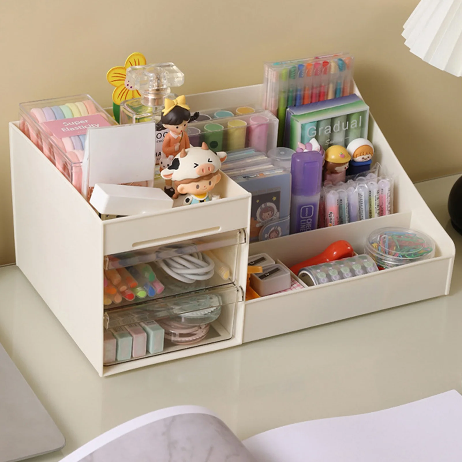 

Desktop Cosmetic Organizer Rack Jewelry Hairpin Makeup Storage Rack Large Capacity Dustproof Storing Drawer Home Storage Supply