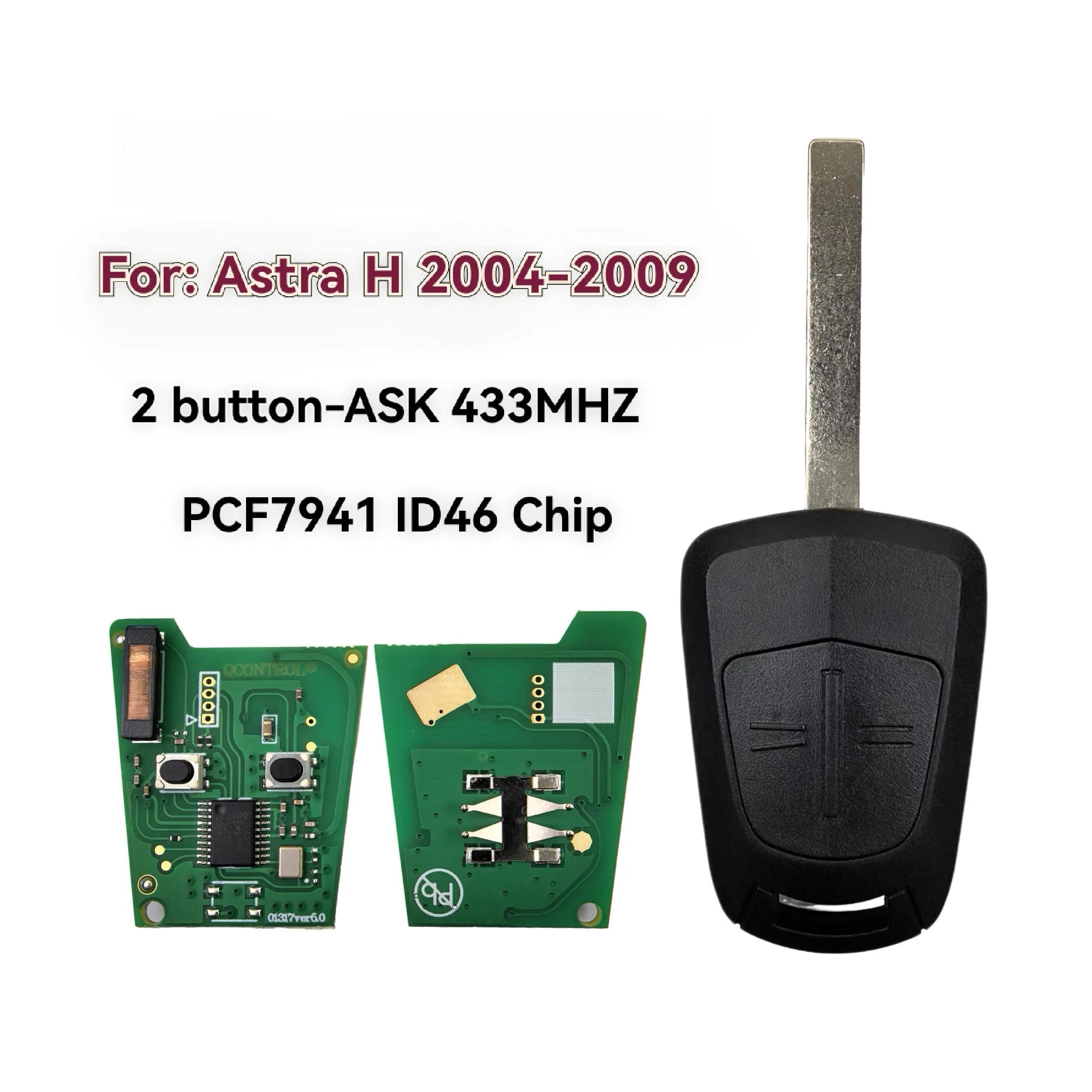Jingxin 2-Tasten-Fernbedienungsschlüssel ASK-433MHz mit ID46-PCF7941-Chip für Opel Astra H 2004-2009, Corsa D 2007-2012, Autoschlüssel / Leiterplatte – Detail 3