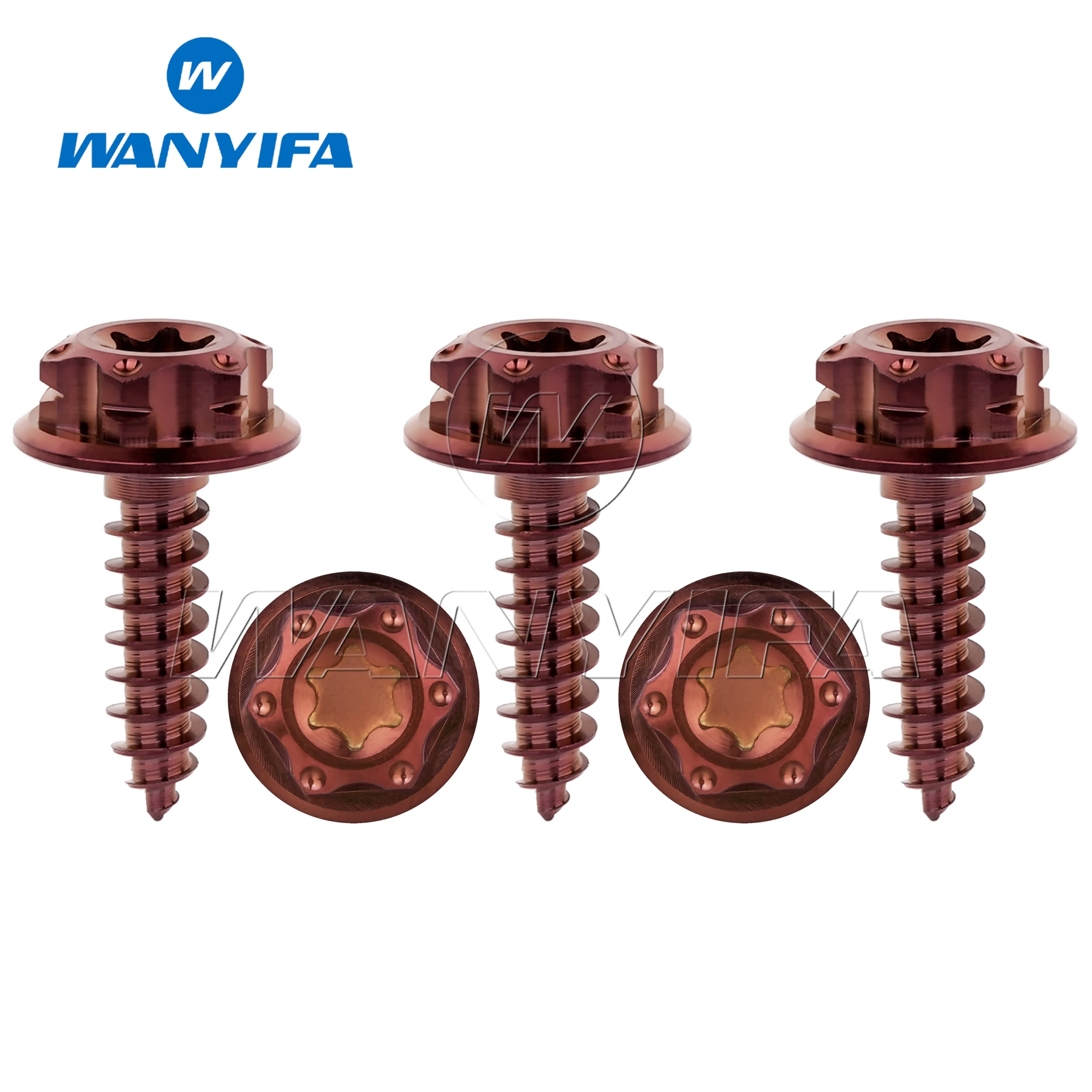 Wanyifa 5/12pcs Titanium Bolts M4M5x15mm T25 flange Torx self-tapping screws for fixing and upgrading motorcycle body panels
