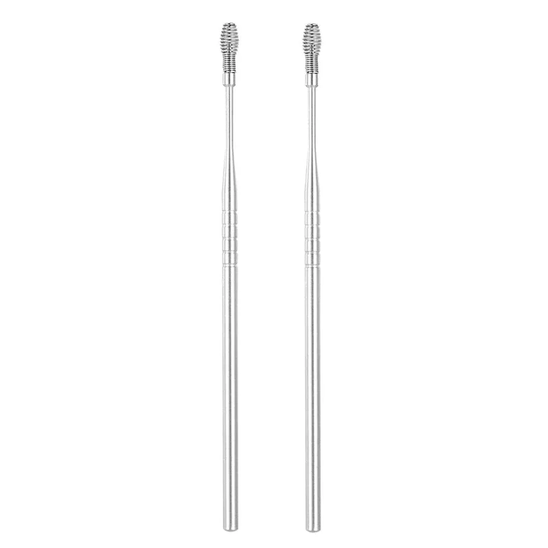 

2Pcs Stainless Steel Ear Wax Removal Tool Anti-slip Long Handle Ear Cleaner Portable Ear Care For Household Travel