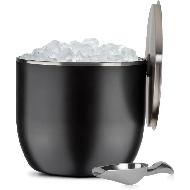

XL Premium Vacuum Insulated Double Wall Stainless Steel Ice Bucket with Lid/Scoop, Bar Accessories