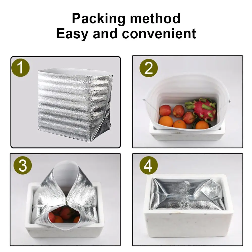 5Pcs Folding Ice Cold Warm Aluminum Foil Bag Food Thermal Delivery Carrier Insulation Bag Packing 3mm Cooler Bag Drink Storage