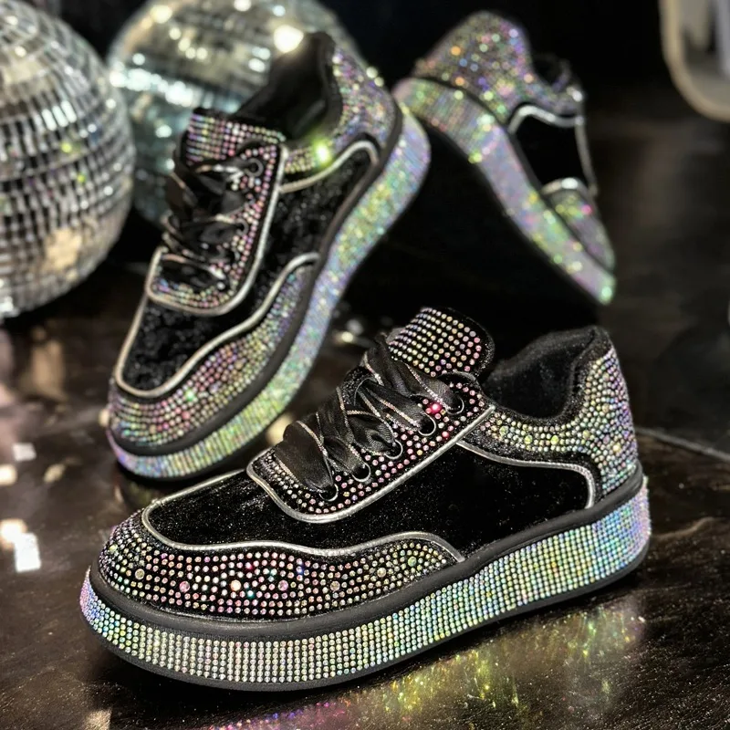 

2025 New Luxury Designer Women Sneakers Outdoor Platform Female Sneakers Women Fashion Luxury Rhinestone Ladies Shoes