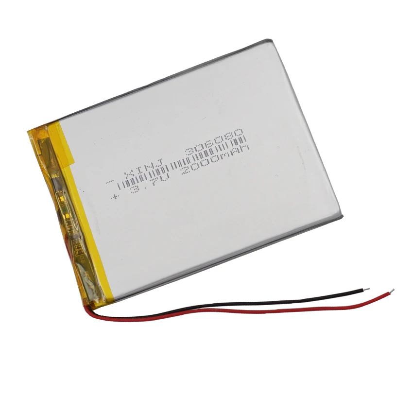 3.7V 2000mAh 7.4Wh Li-Polymer Rechargeable Li Lithium-ion Battery 306080 Repair GPS PDA PSP Power Bank Safety Lamp Pos Tablet PC