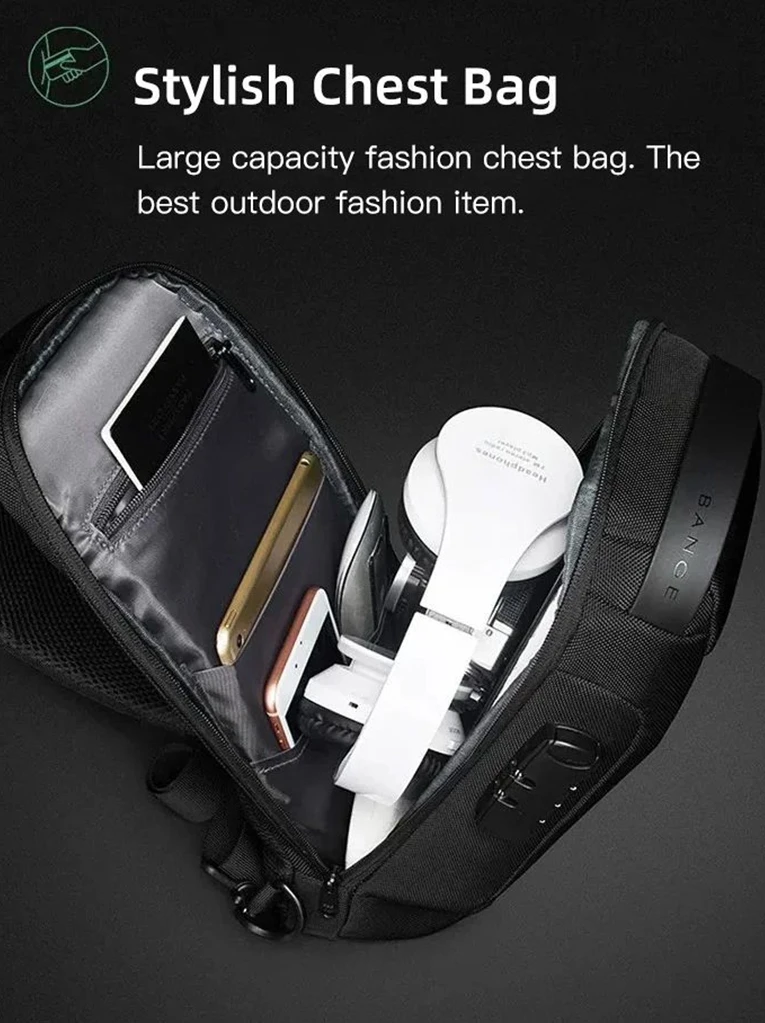 Men's Anti-Theft Lock Crossbody Backpack - alternate angle