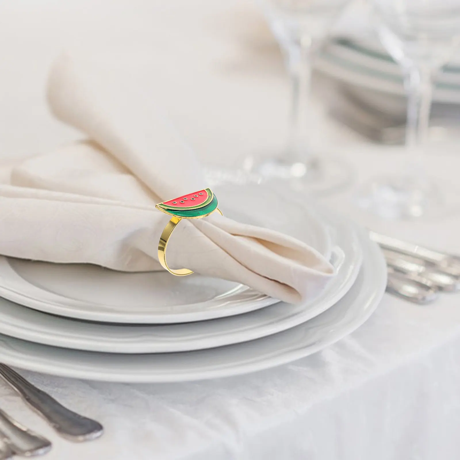 6pcs Watermelon-Shaped Napkin Rings for Dining Table, Office, Bar – Creative Serviette Holders & Decorative Ornaments