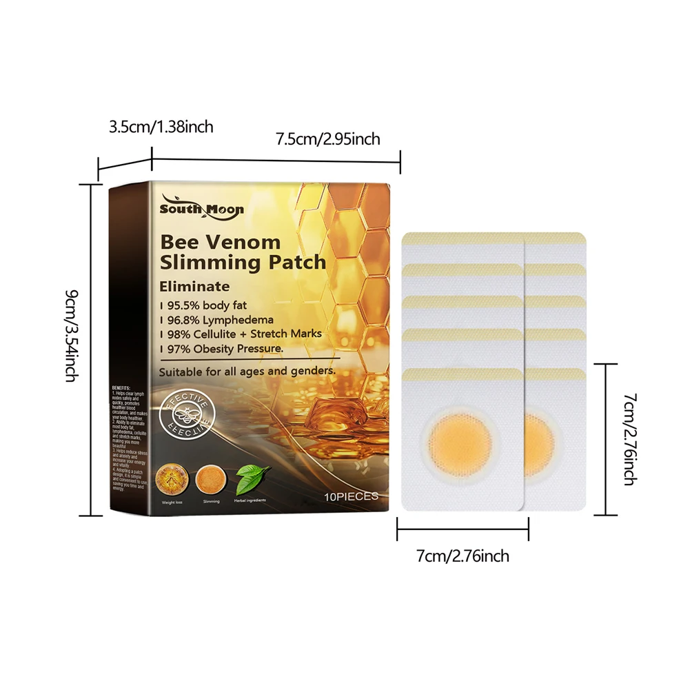 10Pcs Bee Venom Slimming Patches Body Shaping Bee Venom Lymphatic Drainage Slimming Patch Belly Slimming Patch for Female Male