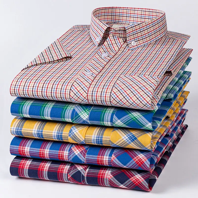 Plus Size 9XL 100% Cotton Thin Summer Short Sleeve Shirts for Men Slim Fit Formal Casual Plain Shirt Soft Plaid Hawaiian Clothes - Image 2