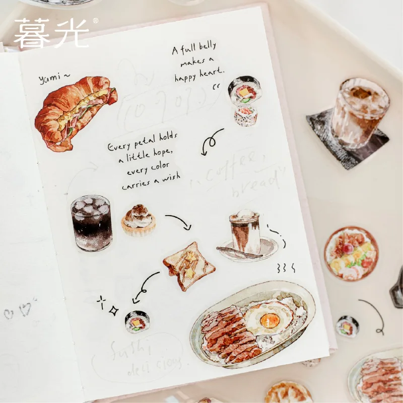 1pcs Gourmet Cooking Living Plant Stickers Transparent Cute Phone Case and Journal Diy Handbook Material School Office Supplie