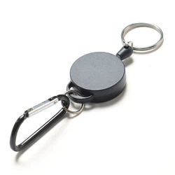Retractable Keychain Heavy Duty Black Key Chain Extender For Key Keychain Badge Holder