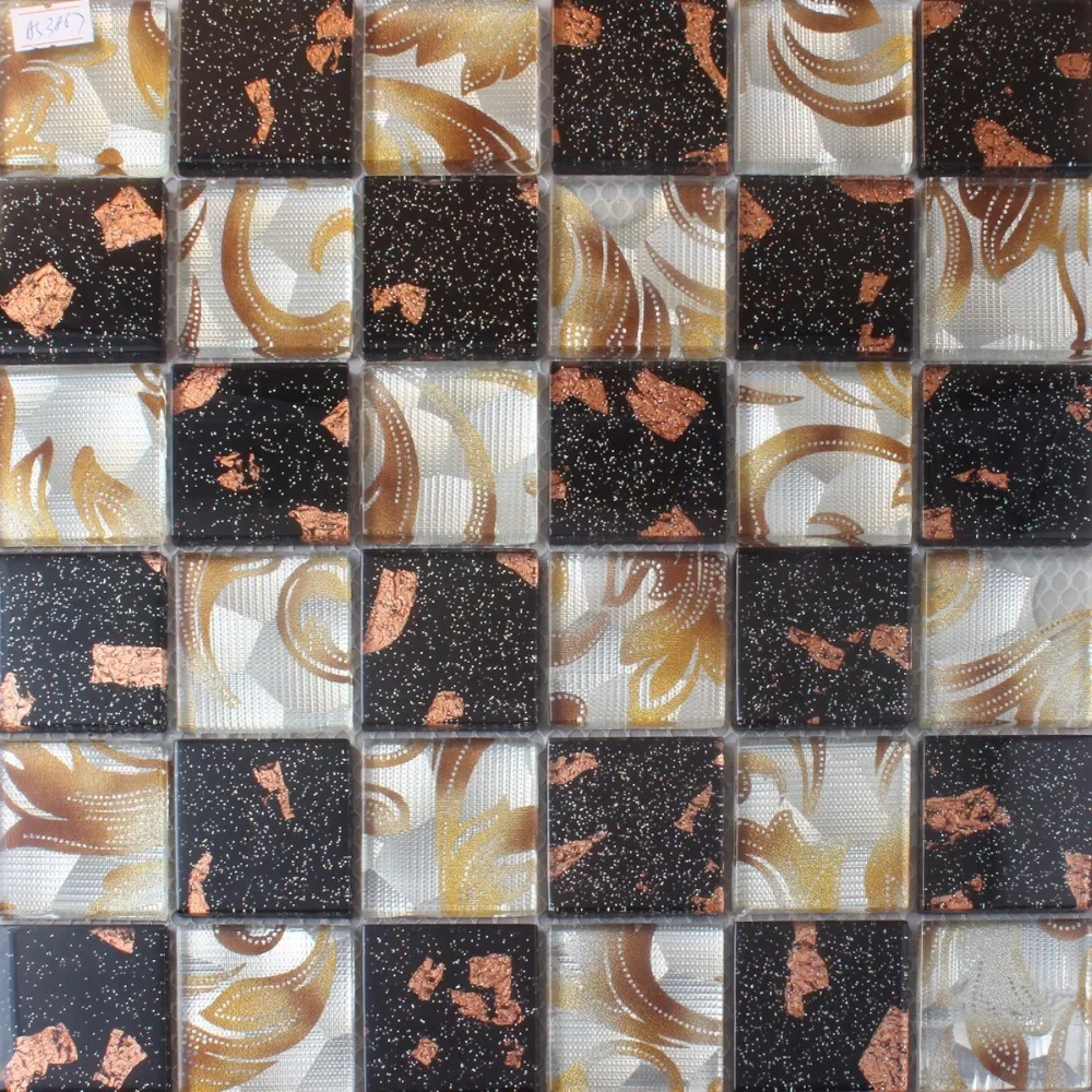 

Современная черно-белая блестящая пятно с цветком, стеклянная мозаичная плитка, кухонный фартук, обои для ванной комнаты, наклейка на стену