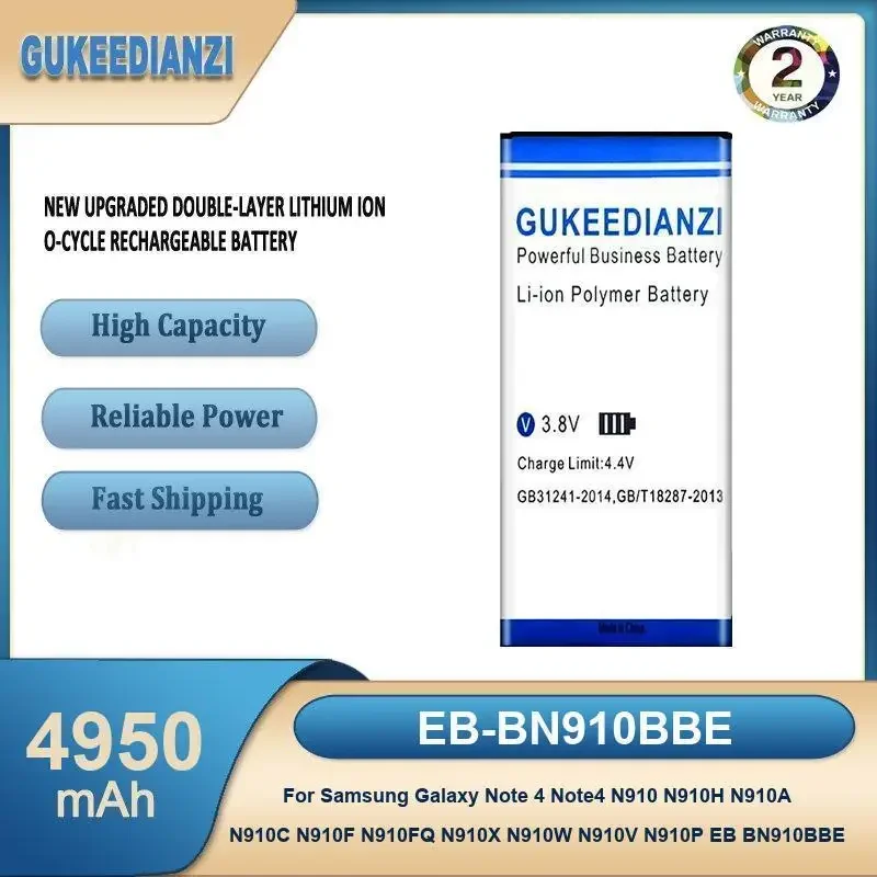 

EB-BN910BBE 4950mAh Mobile Phone Battery For Samsung Galaxy Note 4 N910 N910H N910A N910C N910F N910FQ N910X