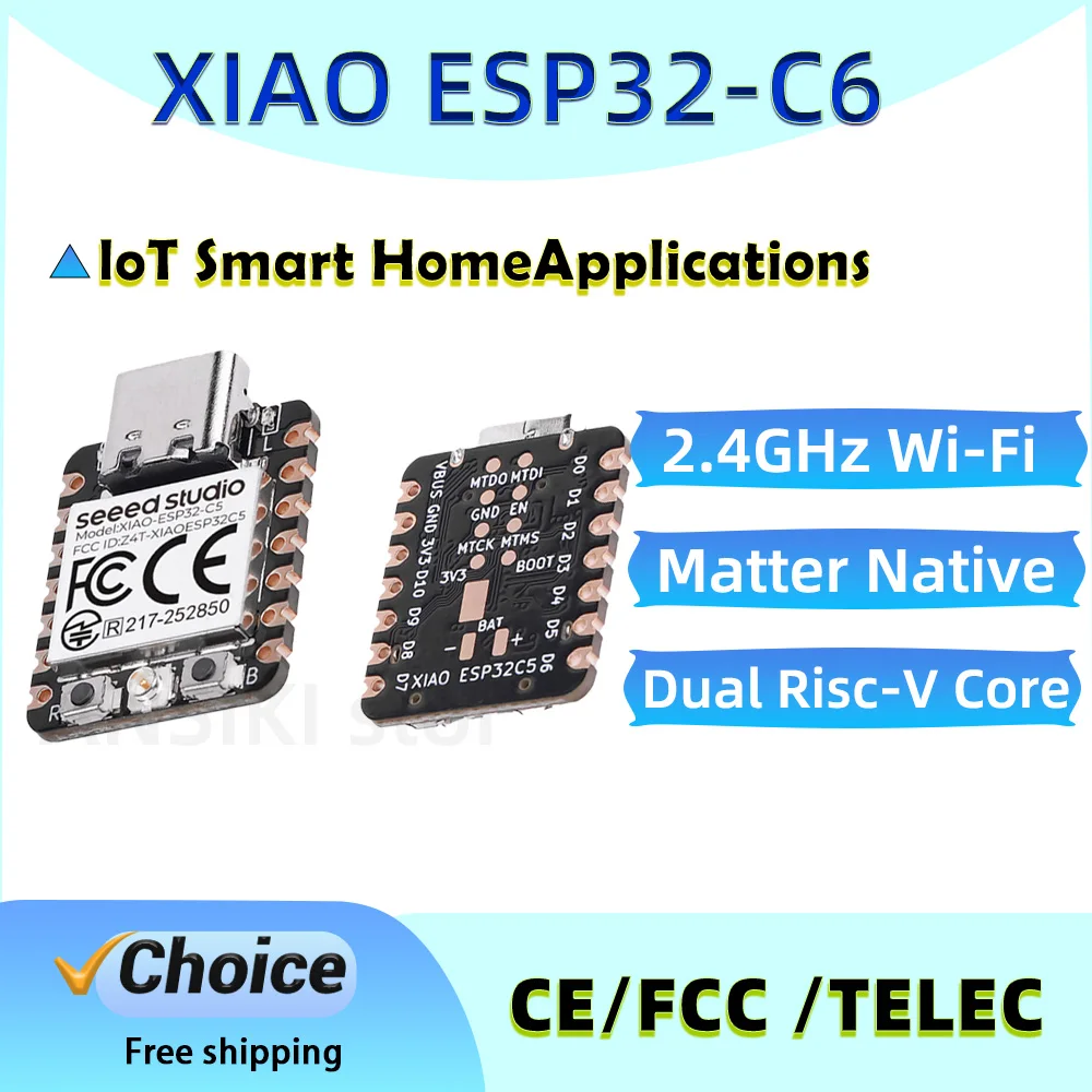 placa-de-desenvolvimento-xiao-esp32-c6-24ghz-wifi-6-ble-50-com-suporte-zigbee-para-projetos-arduino-iot-e-casa-inteligente