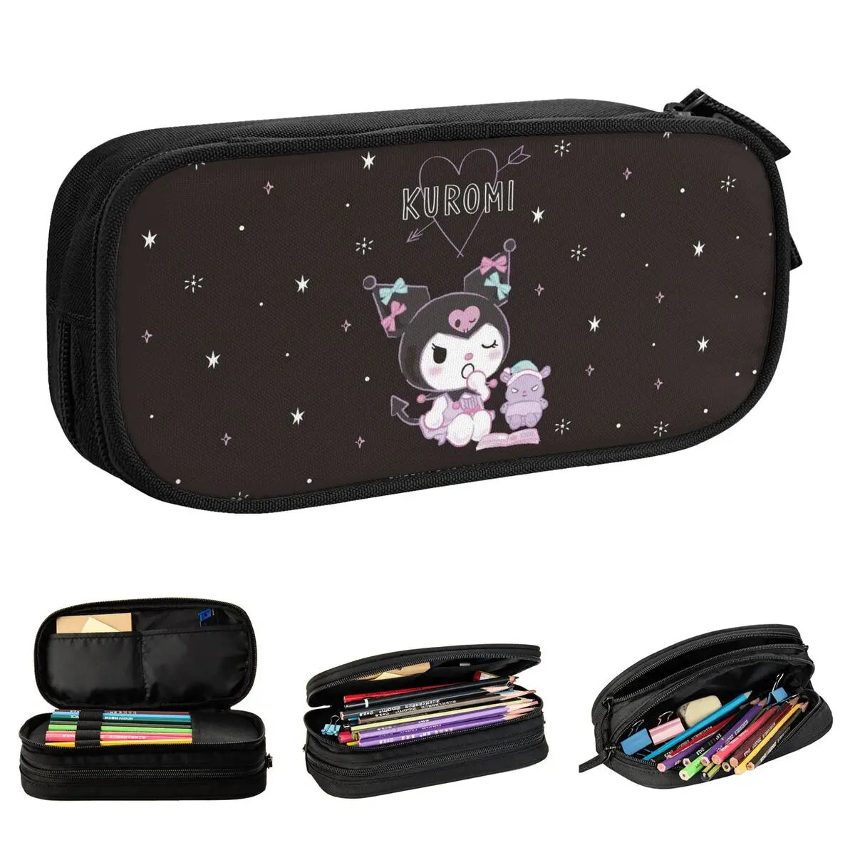 Kuromi Anime Pencil Cases Japanese Style Pen Holder Bags Girls Boys Big Capacity School Supplies Zipper Pencil Box