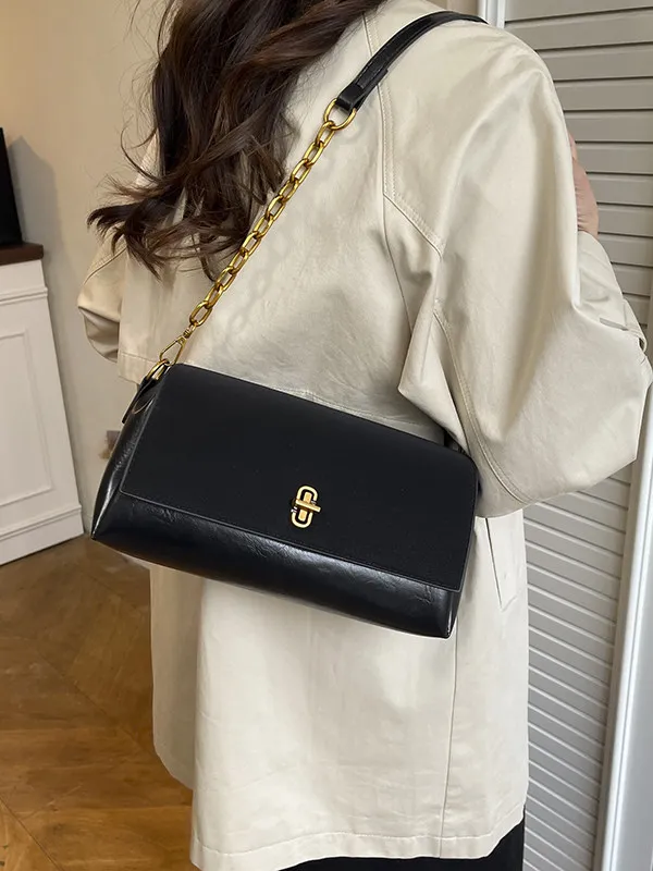 حقيبة كتف نسائية كلاسيكية من جلد البولي يوريثان بلون سادة حقيبة كتف نسائية فاخرة من جلد الغزال الصناعي حقيبة كروس متعددة الاستخدامات للإبط