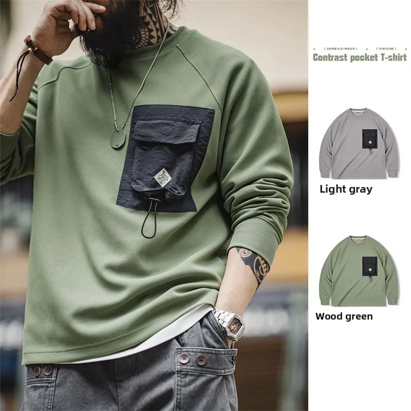 

Мужская трикотажная футболка Maden Workwear Mountain Series с длинным рукавом, свободного кроя, с круглым вырезом, для осеннего сезона