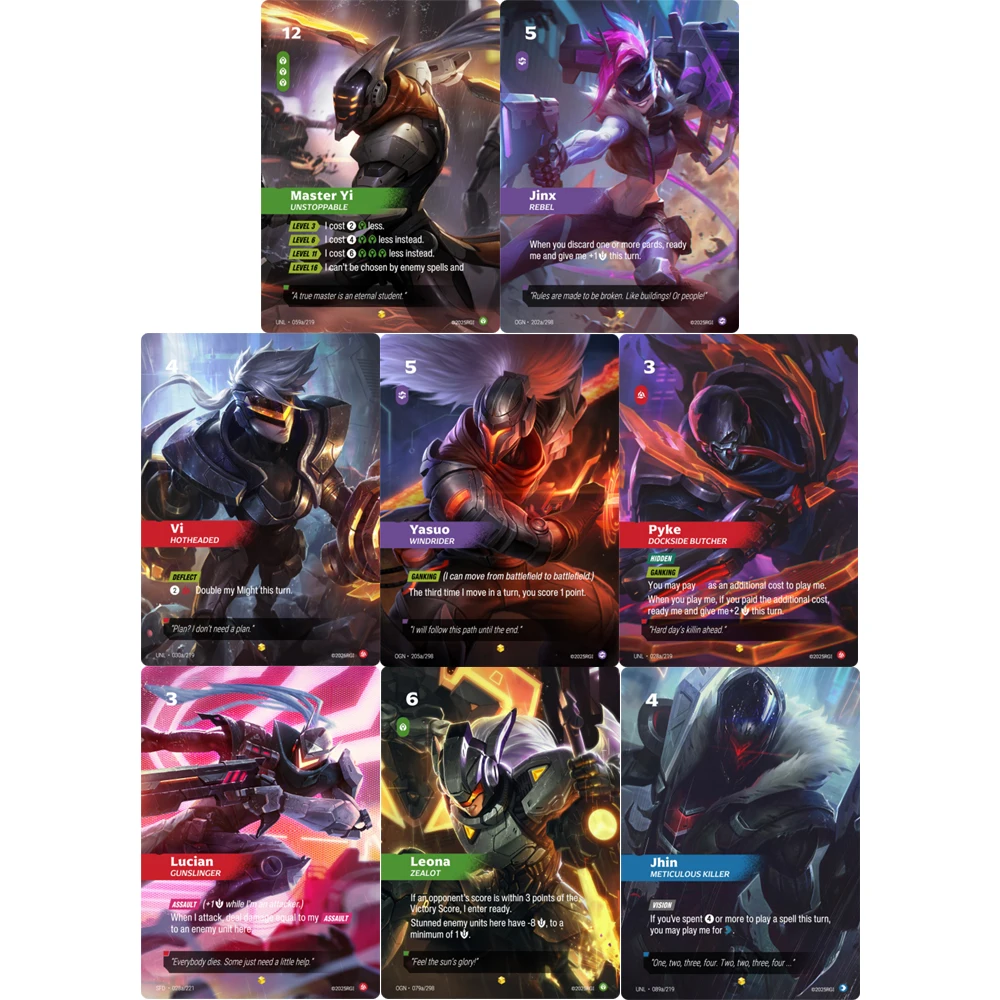 Image of DIY League Of Legends Sammelkarten Jinx Yasuo Jhin TCG Heißprägung Strukturierte Sammelkarten Hochwertig Gefertigt