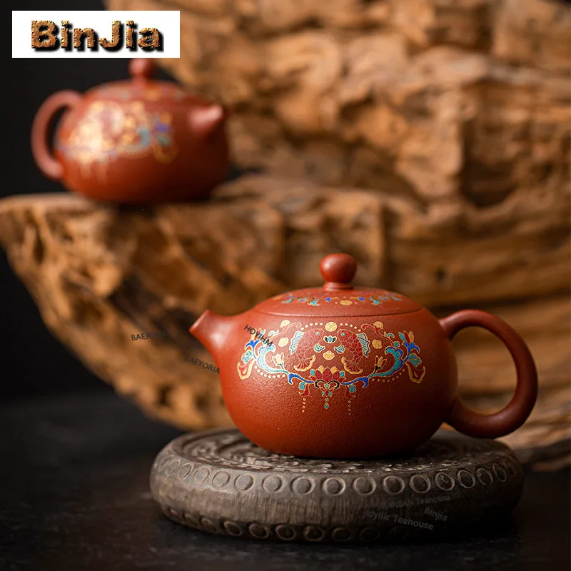 

Colour Enamels Purple Sand Xishi Teapot Elegant Tea Infuser Pot Tea Maker Kettle With Filter Tea Ceremony Accessories Ornaments