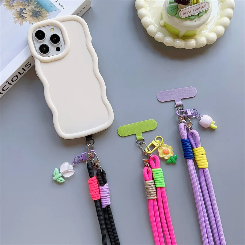 Key Ring Lanyard Adjustable Cord for Mobile Phone Pendant Bright Color Neck Strap for Keys Universal Landyard Keychain Women