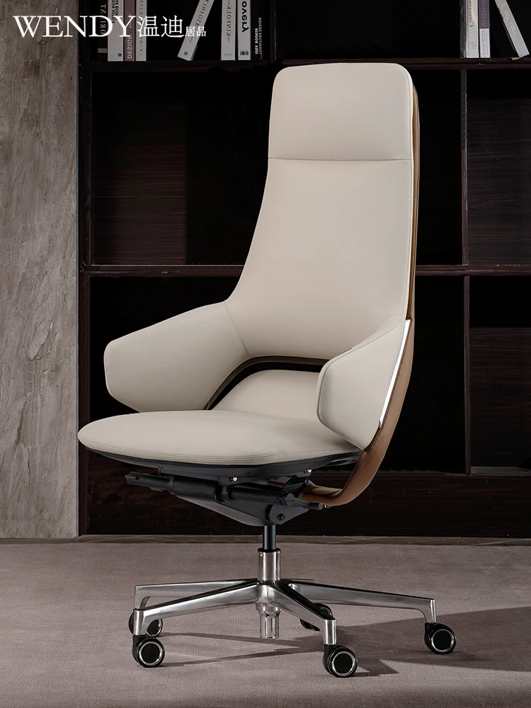 Light Luxury Leather Boss Office Chair Home Study Computer Chair Comfortable President Swivel Chair Executive Chair Reclining