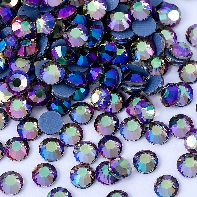 QIAO Glisten Pink/Ghost Purple Glass Hot-Fix Crystal Rhinestones Flat Back Strass Stones For DIY Clothes Fabric Decorations