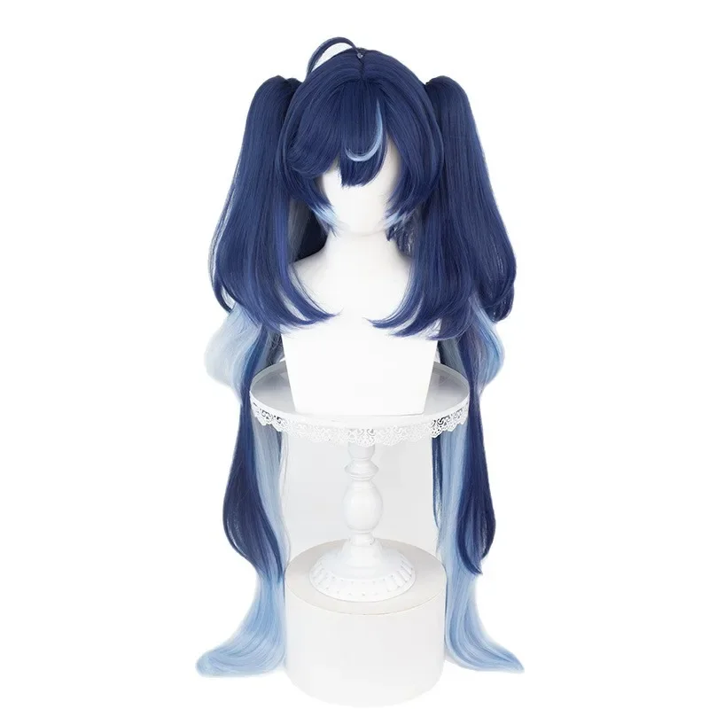 

Game Wuthering Waves IUNO Cosplay Anime Wig with Double Ponytails Blue Gradient Heat Resistant Synthetic Halloween Party