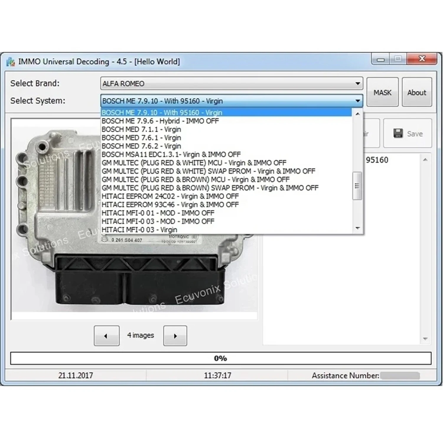 IMMO Universal Decoding 4.5 IMMO Off Software Remove IMMO Code of ECU Repaire IMMO Code 1100 Compatible Systems for EDC17/MED17