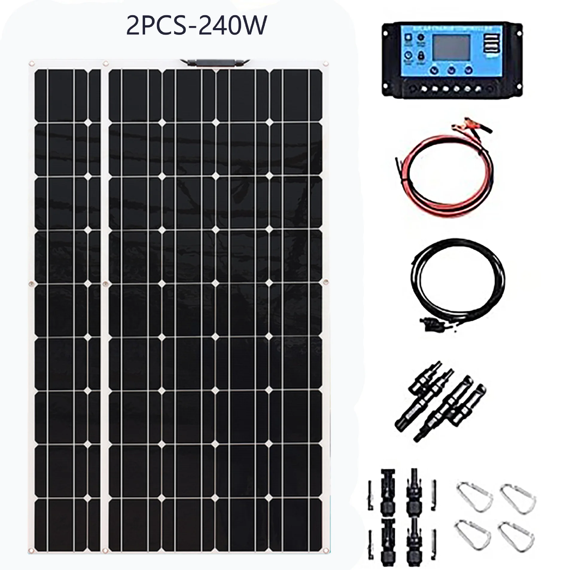 

120/240W Flexible Solar Panel Kit Photovoltaic Module Solar Panel Set Suitable For Yachts RVs Automobiles Boat Caravans