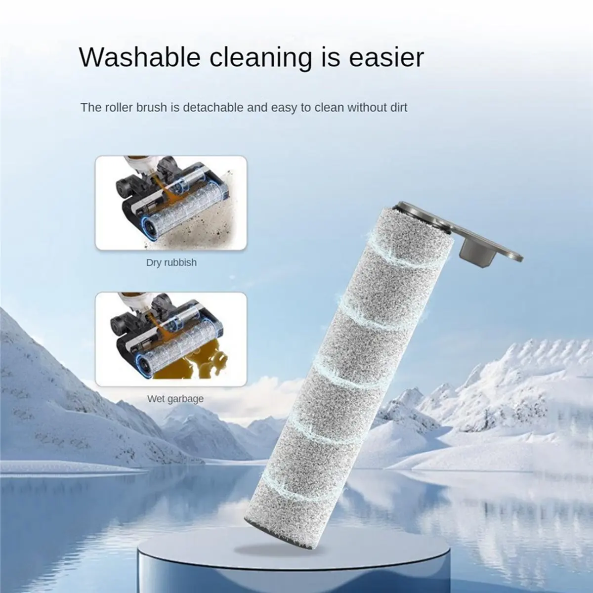 AT59 2 Set for Midea GX5 Pro / X6 Pro / G9 Floor Scrubber Vacuum Replacement Roller Brush Washable Sponge