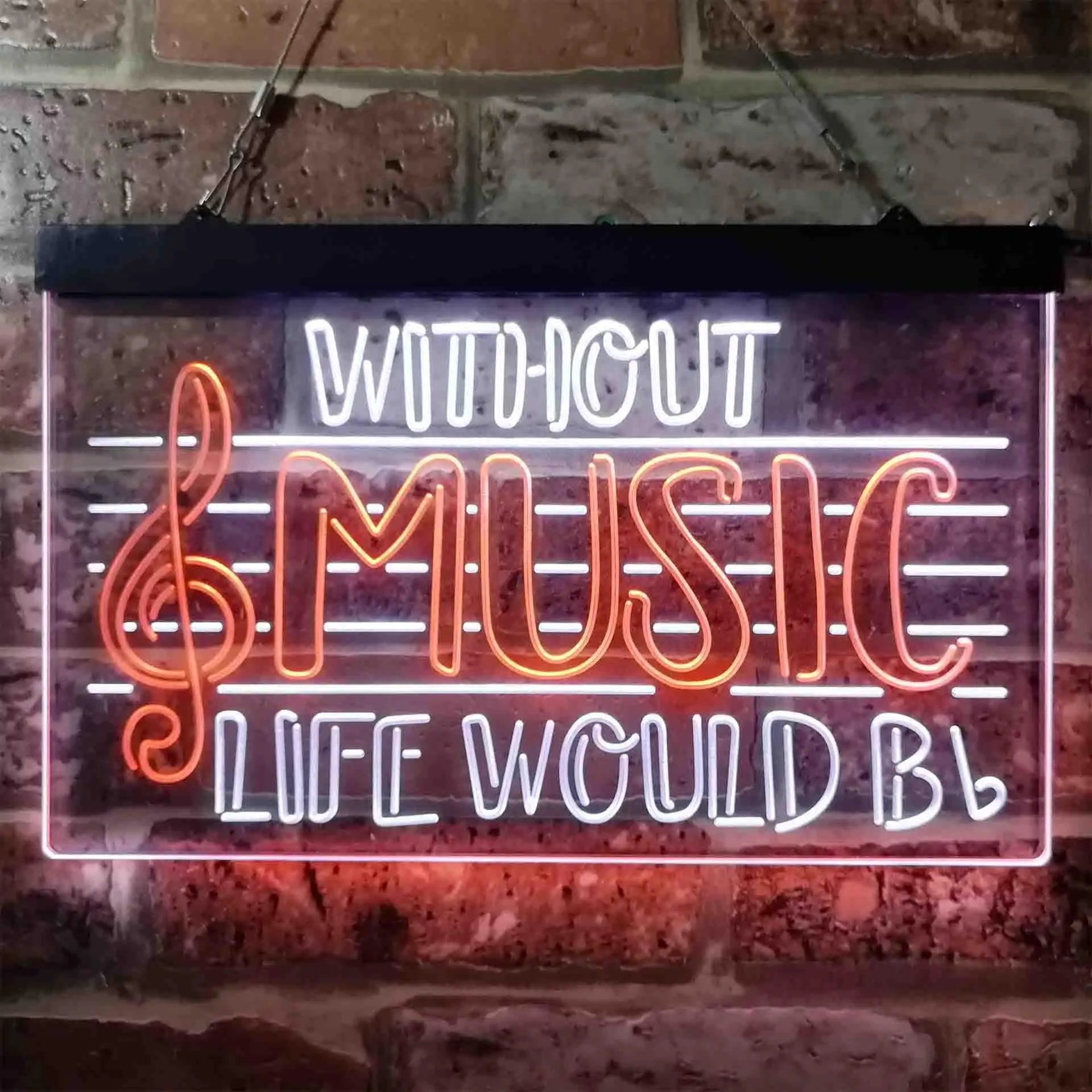 Without Music Life Would Be Flat b-Flat Note Dual Color Led Neon Sign st6-i3875