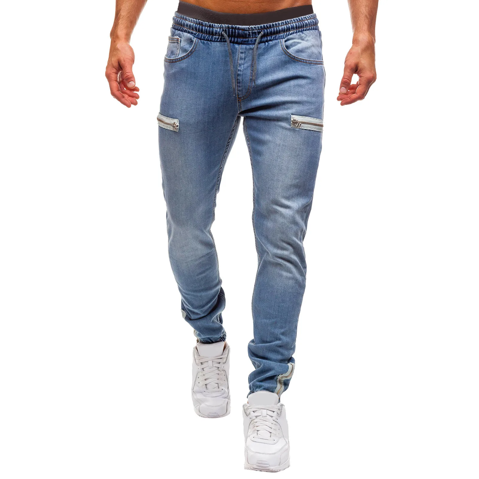 Jeans droits de proximité pour hommes, pantalons en denim, poche zippée, solide, surintendant, mode coréenne, nouveau