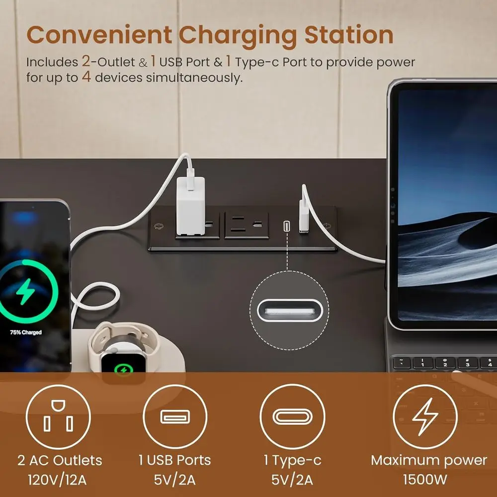 خزانة ملفات بذراع سوداء 31.5 مع حرف/قانوني/A4، وشريط طاقة، وتخزين حامل الطابعة