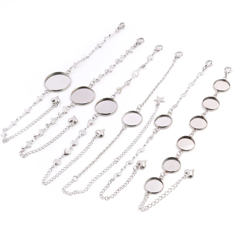 2pcs 12mm 14mm 16mm 18mm 20mm 316 stainless steel Bangle Base Bracelet Blank Findings Tray Bezel Setting Cabochon Cameo