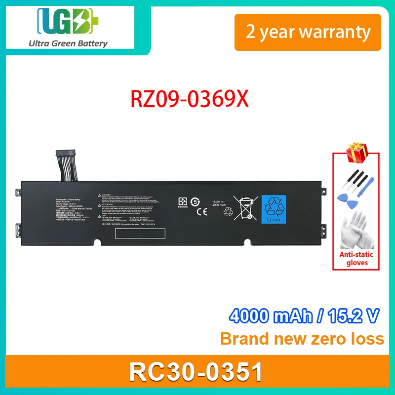 

UGB New RC30-0351 Laptop Battery For Razer Blade 15 Base 2020 2021 RZ09-03519E11 RZ09-0369X Series 15.2V 60.8Wh 4000mAh