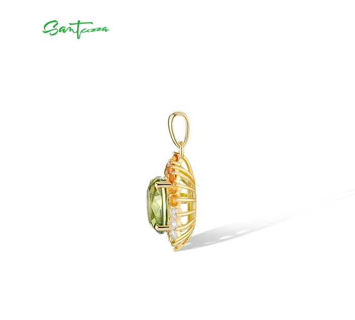 SANTUZZA Anhänger aus reinem 925er Sterlingsilber für Damen, funkelnder synthetischer grüner Spinell, farbenfrohe Geschenke für Hochzeiten und Partys, edler Schmuck – Detail 4