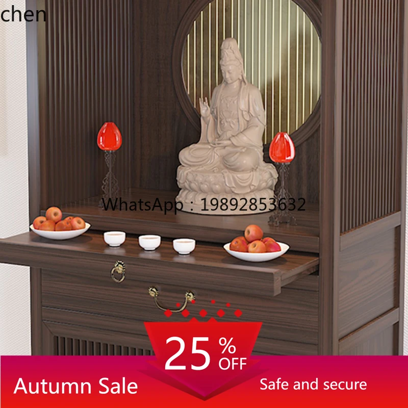 

solid wood niche vertical cabinet, ebony wood Buddhist cabinet, God of Wealth Guanyin offering , modern offering table